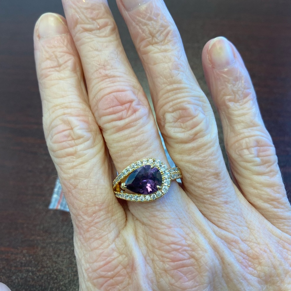 NWT Size 7 Bomb Party Ring Gold Plating Amethyst & CZ MSRP $136